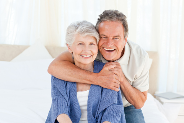 couple smiling at home